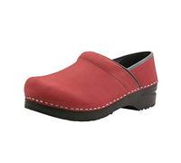 Sanita | Professional geschlossener Clog, geöltes Leder | Original handgemacht für Damen | Anatomisch geformtes Fußbett mit weichem Schaum | Rot | 39 EU