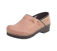 Sanita | Professional geschlossener Clog, geöltes Leder | Original handgemacht für Herren | Anatomisch geformtes Fußbett mit weichem Schaum | Grau | 45 EU