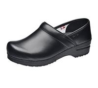 Sanita | Professional geschlossener Clog, PU Leder | Original handgemacht für Männer | Anatomisch geformtes Fußbett mit weichem Schaum | Schwarz | 42 EU