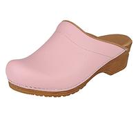 Sanita | Sandra offener Clog | Original handgemacht | Flexible Leder-Clogs für Damen | Anatomisch geformtes Fußbett mit weichem Schaum | Pink | 42 EU