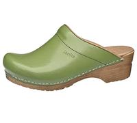 Sanita | Sandra offener Clog | Original handgemacht | Flexible Leder-Clogs für Damen | Anatomisch geformtes Fußbett mit weichem Schaum | Grün | 39 EU
