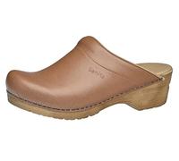 Sanita | Sandra offener Clog | Original handgemacht | Flexible Leder-Clogs für Damen | Anatomisch geformtes Fußbett mit weichem Schaum | Hellbraun | 39 EU
