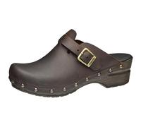 Sanita | Sanila Offener Clog | Original handgemachte, Flexible Leder Clogs für Damen | Anatomisch geformtes Fußbett mit weichem Schaum | Braun | 41 EU