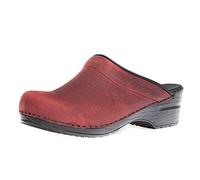 Sanita | Sonja Offener Clog, geöltes Leder | Original handgemacht für Damen | Anatomisch geformtes Fußbett mit weichem Schaum | Rot | 37 EU