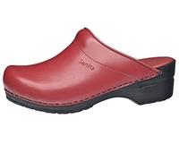Sanita | Sonja PU offener Clog | Original handgemacht | Flexible Leder-Clogs für Damen | Anatomisch geformtes Fußbett mit weichem Schaum | Rot | 38 EU