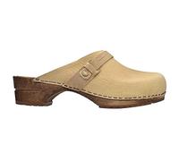 Sanita Urban Offener Clog | Original handgemacht | Leder-Holzclogs für Damen | Nachhaltige Materialen | Hellbraun | 41 EU