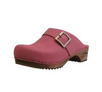 Sanita Urban offener Clog | Original handgemacht | Leder-Holzclogs für Damen | Pink | 40 EU
