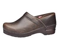 Sanita | Vintage geschlossener Clog | Original handgemacht für Damen | Anatomisch geformtes Fußbett mit weichem Schaum | Dunkelbraun | 36 EU