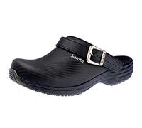 Sanita Wave Carbon offener Clog | Original handgemacht für Damen | Anatomisch geformtes Fußbett mit weichem Schaum | Extrem Rutschhemmende Sohle mit SRC-Level | Fersenriemen | Schwarz | 41