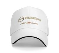SANNITOU Baseball Cap Herren und Damen Verstellbare Baseballkappe für MX 5 Mazdas MX-5 Einheitsgröße Sonnenmütze Basecap mit Auto-Logo,OneSize-White