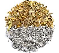 SANNIX 200 Stück große Charms zur Schmuckherstellung, tibetisches Antik-Silber, Gold, Charm-Anhänger für DIY-Armbänder, Halsketten, Kunsthandwerk