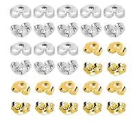 SANNIX 30 Stück/15 Paar Ohrringverschlüsse für Ohrstecker, Ersatz-Ohrringverschlüsse in Silber und Gold, sichere Ohrverschlüsse