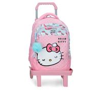 Sanrio Hello Kitty Bows Schulrucksack mit zwei Fächern und Kutsche 15.6 "Zoll, Rosa, 28 x 42 x 14 cm, PVC