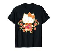 Sanrio Hello Kitty Lunar New Year T-Shirt für Jungen und Erwachsene, Schwarz, S, Halbarm, Klassisch, Winter