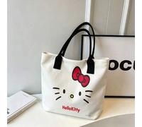 Sanrio Hello Kitty minimalistischer Gesichts-Leinwand-Tragetasche, cremefarbene Schultertasche für den täglichen Gebrauch