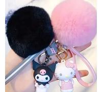 Sanrio süße Hello Kitty Kuromi My Melody Plüsch Schlüsselanhänger Kitty Katze Kawaii Anime Schlüsselanhänger Ring Tasche Rucksack Charm Tasche Handyde