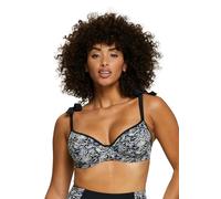 SANS COMPLEXE, Hoher Badeanzug mit Verstärkung, Modell am Ende der Welt, Black Animal Print, 80E