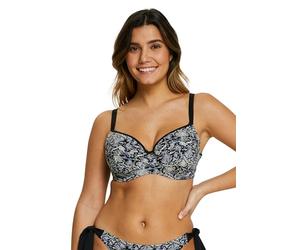 SANS COMPLEXE, Hoher Badeanzug mit Verstärkung, Modell am Ende der Welt, Black Animal Print, 85C
