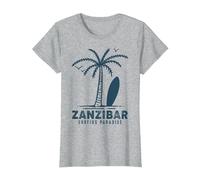 Sansibar Tansania Palm Beach Paradies Souvenir Afrika T-Shirt, Damen, Grau Meliert, XS
