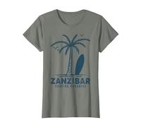 Sansibar Tansania Palm Beach Paradies Souvenir Afrika T-Shirt, Damen, Heidekraut/Armeegrün, XL