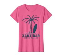 Sansibar Tansania Palm Beach Paradies Souvenir Afrika T-Shirt, Damen, Rosa Meliert, XL