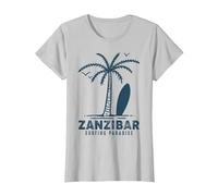 Sansibar Tansania Palm Beach Paradies Souvenir Afrika T-Shirt, Damen, Silber, XS