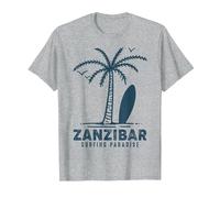 Sansibar Tansania Palm Beach Paradies Souvenir Afrika T-Shirt, Herren, Grau Meliert, 5XL