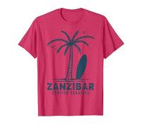 Sansibar Tansania Palm Beach Paradies Souvenir Afrika T-Shirt, Herren, Rot Meliert, XL