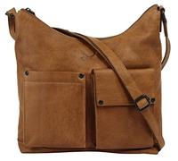 Sansibar Umhängetasche echt Leder Damen | Handtasche aus Rindleder, Messenger Bag, Crossbody Tasche, Smartphonefach, 2 Vorderfächer, 3 Reißverschlussfächer | 021196