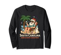 Santa Beach Weihnachtshemd SC Sand Snow Palmetto Tree Langarmshirt