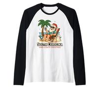 Santa Beach Weihnachtshemd SC Sand Snow Palmetto Tree Raglan