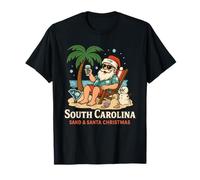 Santa Beach Weihnachtshemd SC Sand Snow Palmetto Tree T-Shirt