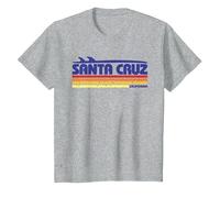Santa Cruz California USA Retro Surf Paradise T-Shirt, Kinder, Grau Meliert, 152