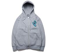 Santa Cruz Hoodie Zip|Surfing Skateboard Ghost Hand Printed Hooded Cardigan Fashion Zipper Sweater hip hop Jacket Men Women Grey