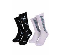 Santa Cruz - Salba Bones Pack Of 2 Black/White - Socken - Schwarz - EU 42-45 - 80% Baumwolle, 18% Polyester, 2% Elastan Schwarz EU 42-45