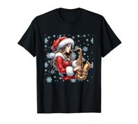 Santa Girl Playing Saxophon Christmas Fun Holiday Music Saxophon Preisgünstiges Grafik-T-Shirt