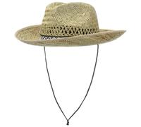 Hutshopping Santiago Western Hut Damen/Herren - Cowboyhut aus 100% Stroh - Strohhut hergestellt in Italien - Sonnenhut in S 55 cm - Westernhut mit Kinnband