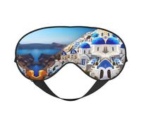 Santorini Schlafmaske, Motiv: griechische Insel, Meerblick, Nacht-Augenbinde, weicher Augenschutz für Damen und Herren, für Reisen, Nickerchen, Meditation