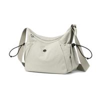 Sanxiner Halbmond-Crossbody-Tasche für Damen, Nylon, Slouchy, Hobo-Tasche, wasserabweisend, Schultertasche, Umhängetasche, Cremeweiß, Medium, Modern