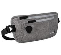 SAO ROQUE ® Bauchtasche Damen Herren (S) Gürteltasche Reise Zubehör, RFID Blocker, Hüfttasche stylisch, Geldgürtel Money Belt flach (Silber-Grau meliert)