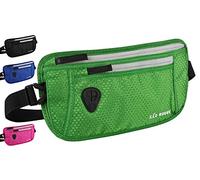 SAO ROQUE ® Bauchtasche Damen Herren (S) Reisepasshülle Gürteltasche Reise Gadgets mit RFID Blocker, Hüfttasche stylisch, Geldgürtel flach (Grün)