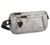 SAO ROQUE ® Stylische Unisex Bauchtasche (S), Hüfttasche, Gürteltasche, Money Belt. Flach. Vegan. Wasserfest. RFID-Blocker. Edle Leder-Optik (Silber)