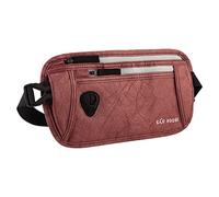 SAO ROQUE ® Stylische Unisex Bauchtasche (S), Hüfttasche, Gürteltasche, Money Belt. Flach. Vegan. Wasserfest. RFID-Blocker. Edle Leder-Optik (Rot-Braun)