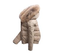 SaoBiiu Damen Daunenjacke Mit Kapuze Weiße Ente Jacken Winter Kurze Warme Mäntel Parkas Weibliche Oberbekleidung Khaki S