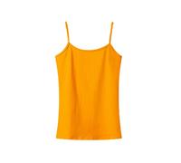 SaoBiiu Damen Fitness Baumwolle Tank Top Sommer Spaghettiträger Cami Weste Stretch Unterhemd Camisole Streetwear Tops, Orange, M