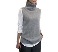 SaoBiiu Damen Rollkragen Strickweste Lose Bequem Kaschmir Pullover Ärmellos Pullover Weste Damen Pullover Tops, grau, L
