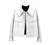 SaoBiiu Frühling Kurze Weiße Pu-Lederjacke Frauen Langarm Kunstlederjacken Für Frauen