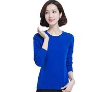 SaoBiiu Frühlings-Strickpullover für Damen, langärmelig, elastisch, dünn, für Büro, Damen, Strickpullover, Oberteile, blau, XL