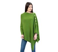 SAOL Damen Schal Wrap Poncho Strick Lammwolle Schal Leicht Cape Cardigan One Size, Grün, Einheitsgröße
