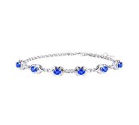 Saphir-Armband für Damen, 18-karätiges Weißgold-Armband mit blauem Saphir und Diamant-Armband, 17-19 cm